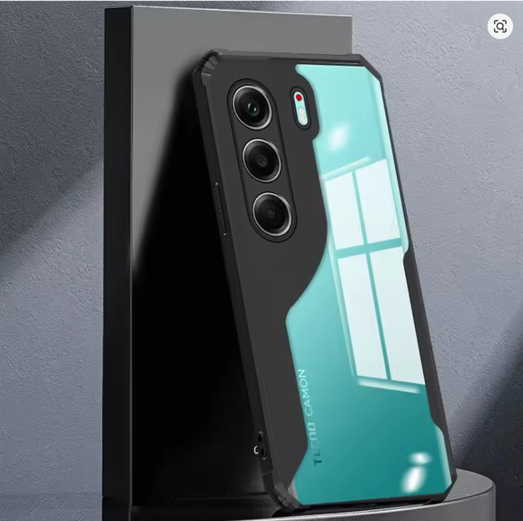 Tecno Camon 40 Transparent, Clear And Colorless With Black Edges Unique And Classy High Protection Phone Case/ Cover
