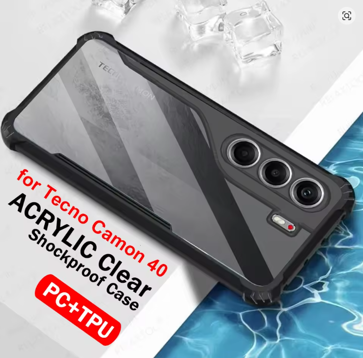 Tecno Camon 40 Transparent, Clear And Colorless With Black Edges Unique And Classy High Protection Phone Case/ Cover
