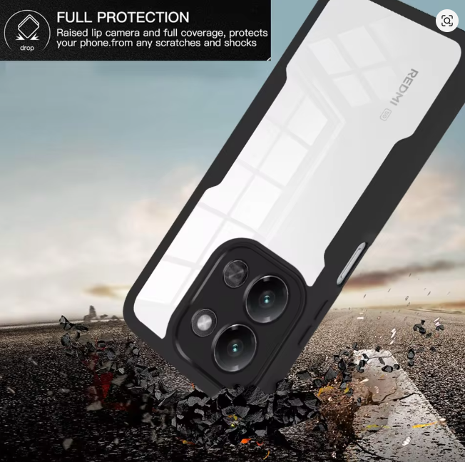 Xiaomi Redmi 15C Cover Shockproof Shell TPU + Acrylic Back Ultra Transparent, Colorless and Clear Phone Case/ Cover