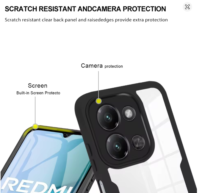 Xiaomi Redmi 15C Cover Shockproof Shell TPU + Acrylic Back Ultra Transparent, Colorless and Clear Phone Case/ Cover