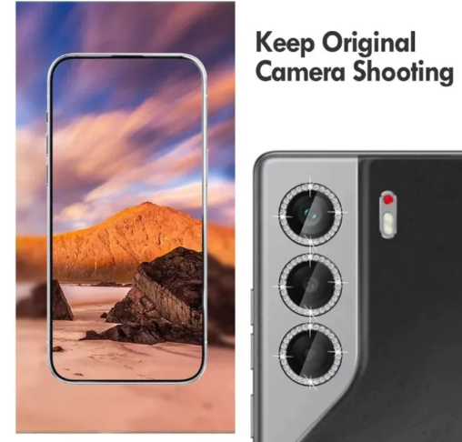 3-Piece Silver Diamond Metal Ring Camera Lens Protector for Tecno Camon 40/Camon 40 Pro