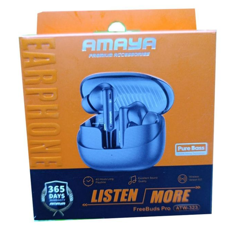 Amaya ATW 323 FreeBuds Pro Earpods, Earbuds, Airpods, Headsets Premium Deep Bass Excellent Quality Sound Comfort Fit In-Ear Earbuds