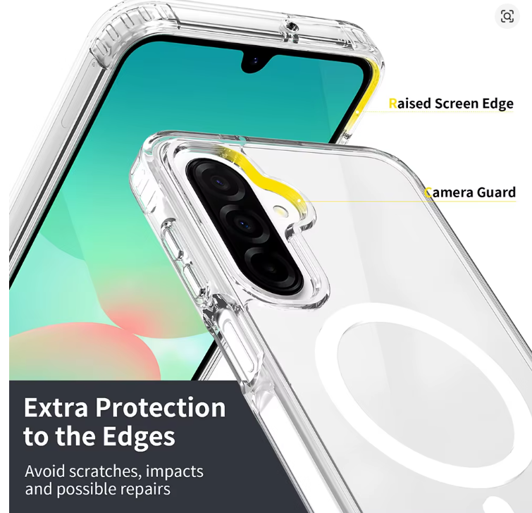 Samsung Galaxy A16, A26, A36, A56, A17 Back Cover Luxury Transparent, Clear with Wireless Charging Feature (Magsafe) Shockproof Heavy Protection Phone case