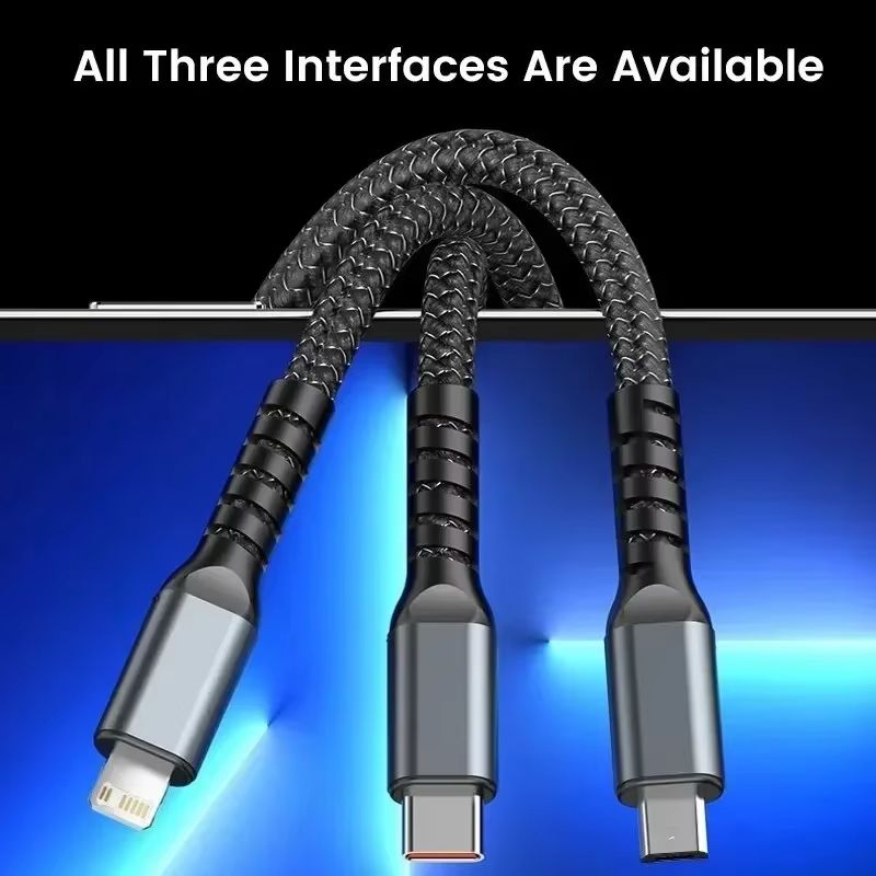 3 In 1 100W LED Digital Display USB cable Type C Usb Micro For Iphone Samsung Huawei Xiaomi Multi Port Multiple Charging Wire