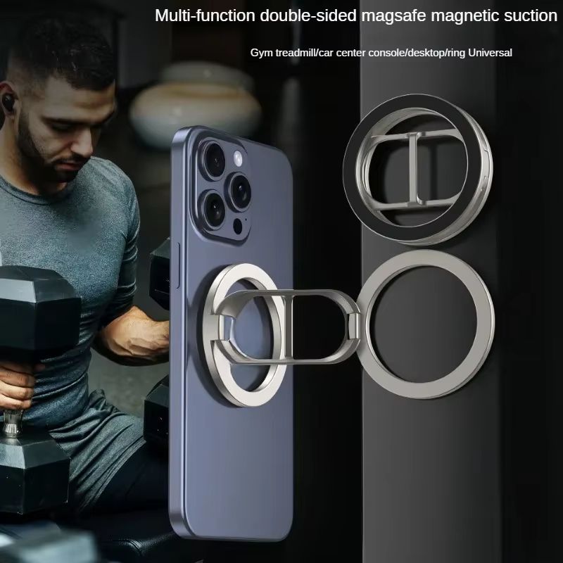 Double-Sided Magnetic Phone Ring Holder for MagSafe Kickstand Magnet Grip for IPhone 16 15 14 13 12 Pro Android Phone Stand