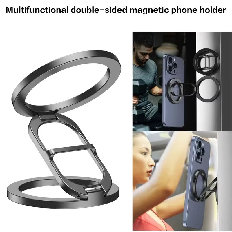 Double-Sided Magnetic Phone Ring Holder for MagSafe Kickstand Magnet Grip for IPhone 16 15 14 13 12 Pro Android Phone Stand