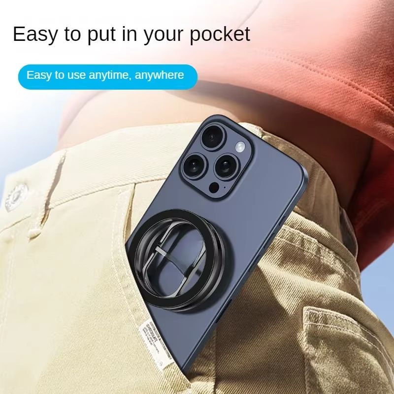 Double-Sided Magnetic Phone Ring Holder for MagSafe Kickstand Magnet Grip for IPhone 16 15 14 13 12 Pro Android Phone Stand