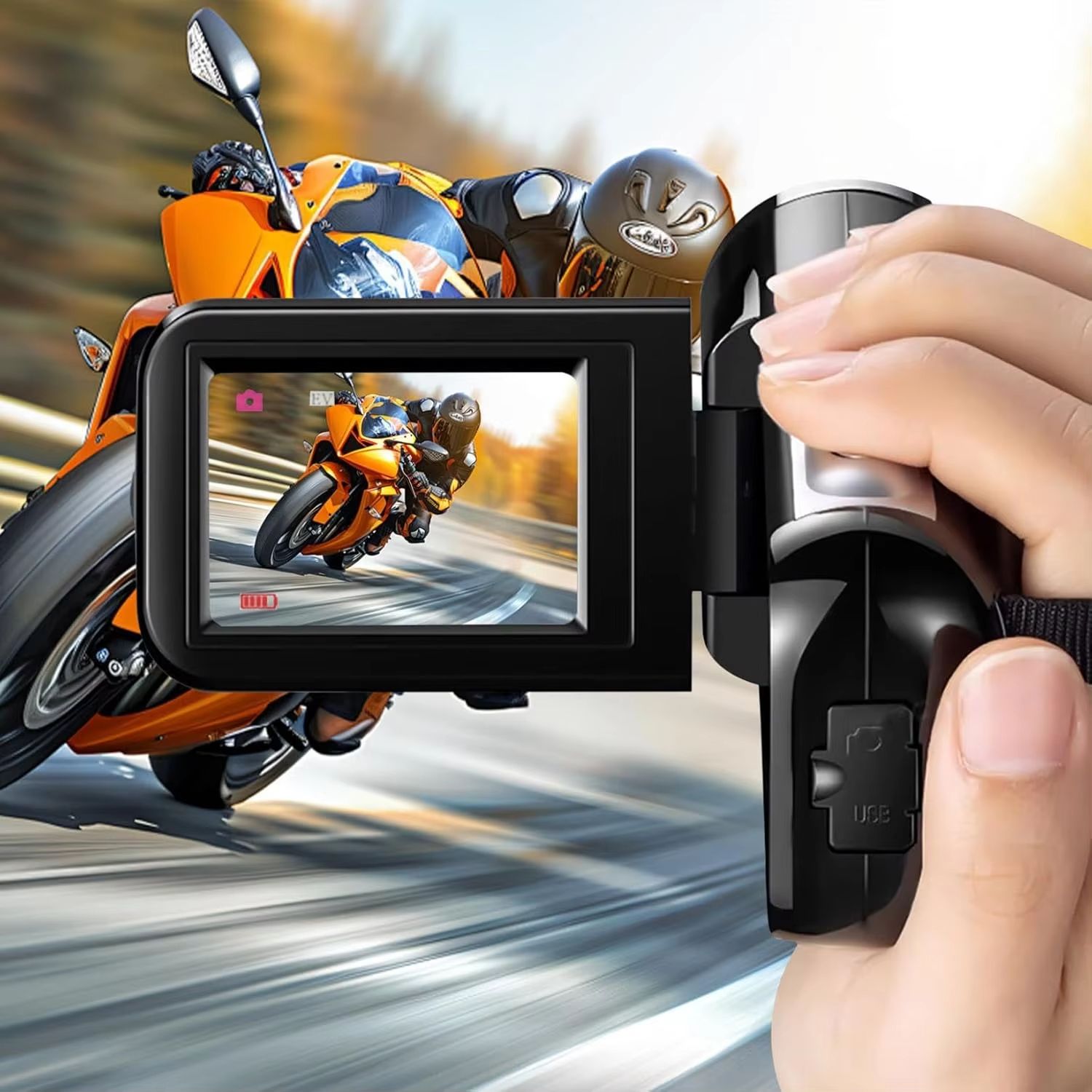 Full 1080P HD Rotation 16X High Definition Digital Camcorder Video DV Camera SD Card Hand-held DV Mini Camera Portable Digital