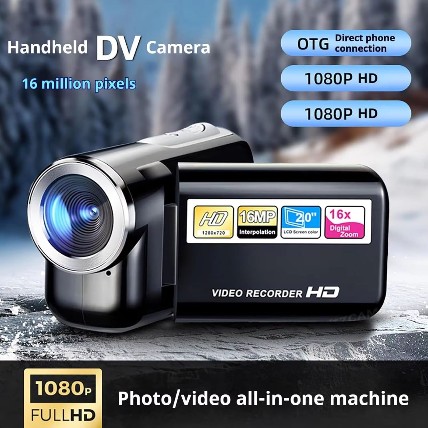 Full 1080P HD Rotation 16X High Definition Digital Camcorder Video DV Camera SD Card Hand-held DV Mini Camera Portable Digital
