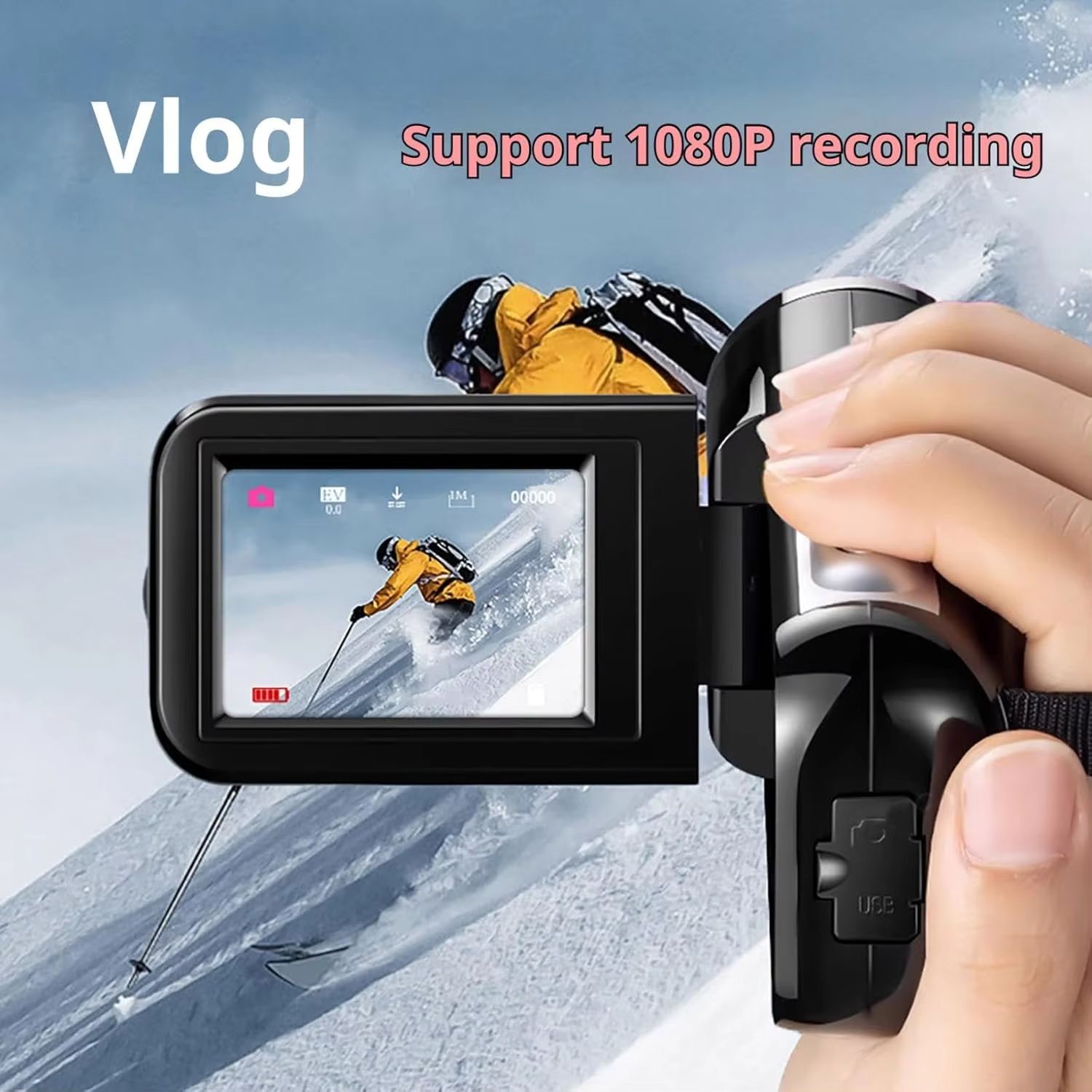 Full 1080P HD Rotation 16X High Definition Digital Camcorder Video DV Camera SD Card Hand-held DV Mini Camera Portable Digital