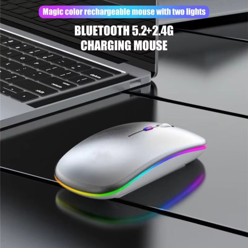Wireless Mouse Gaming Mouse Backlight USB Compatible RGB Rechargeable Mice Silent Backlit Ergonomic Gaming Mouse for Laptop PC