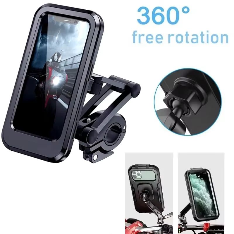 Waterproof Motorcycle Bike Mobile Phone Holder Support Universal Bicycle GPS 360° Swivel Adjustable Motorcycle Cellphone Holder