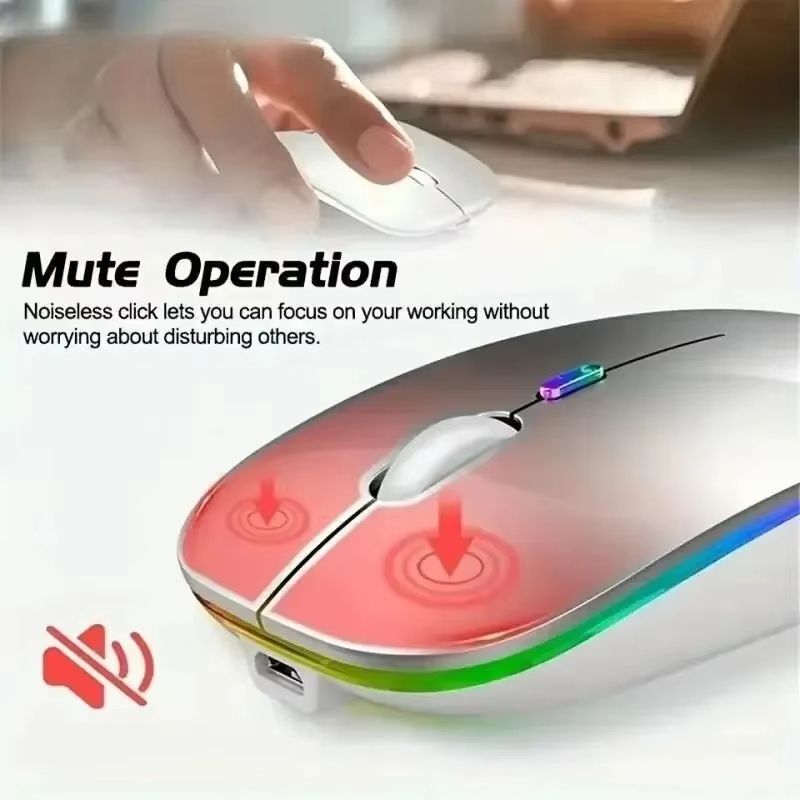 Wireless Mouse Rechargeable Silent LED Backlit Mice PC Laptop Computer Mous 2.4Ghz Receiver Bluetooth Dual Mode Optical Mice