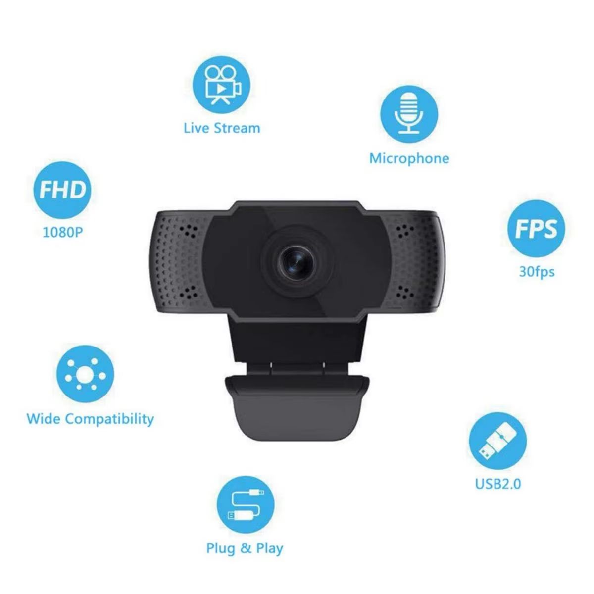 New 1080P Webcam Full HD Web Camera With LED Fill Light Microphone USB Plug Web Cam For PC Computer Mac Laptop Desktop Camera