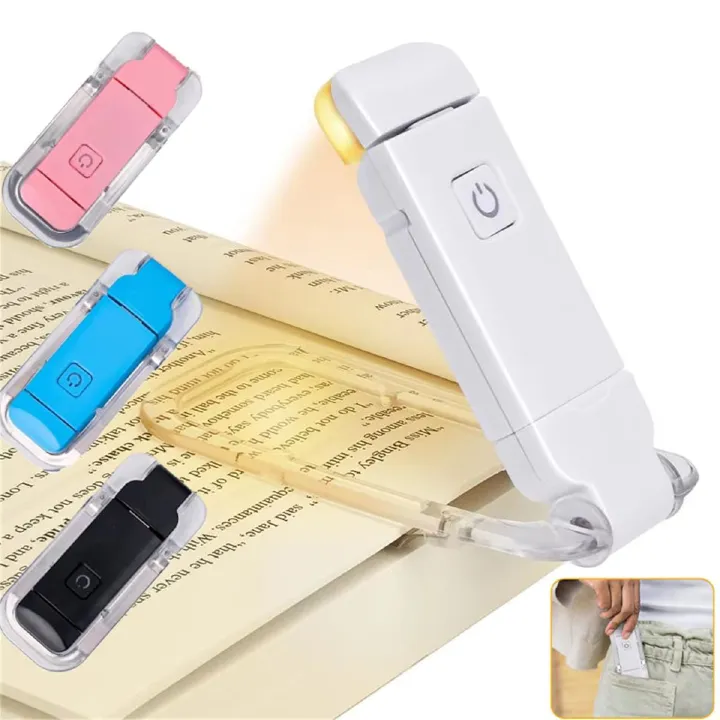 LED USB Rechargeable Book Light Eye Protection Adjustable Brightness Portable Clip On Reading Lamp for Night Reading in Bed