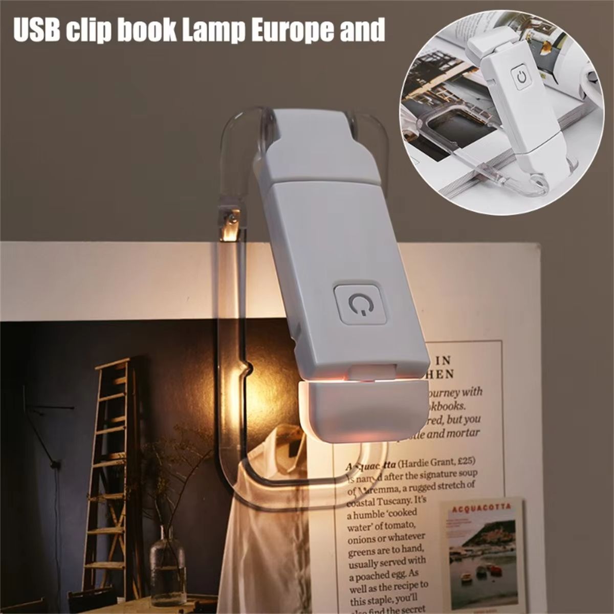 LED USB Rechargeable Book Light Eye Protection Adjustable Brightness Portable Clip On Reading Lamp for Night Reading in Bed