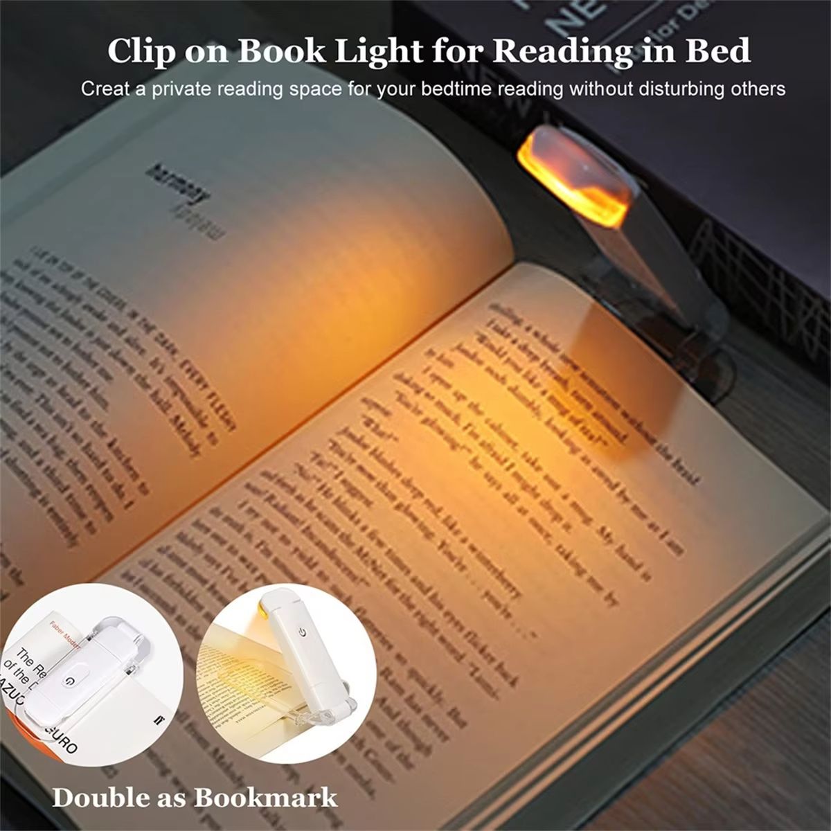 LED USB Rechargeable Book Light Eye Protection Adjustable Brightness Portable Clip On Reading Lamp for Night Reading in Bed