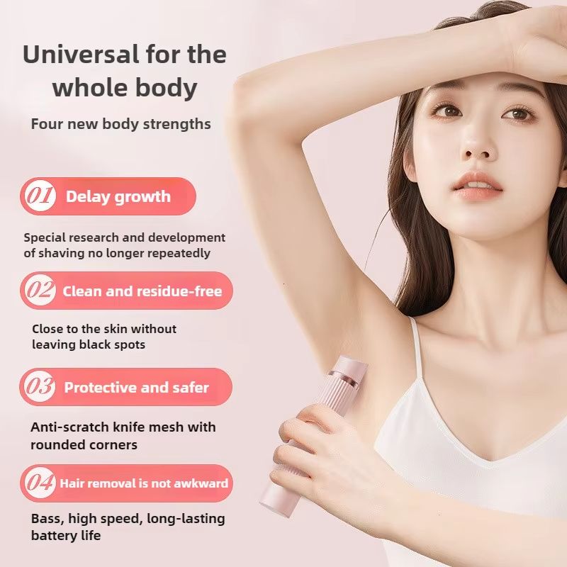 Electric Shaver for Women Waterproof Wet & Dry Hair Razors 2 in 1 Double Head Dual Bikini Hair Trimmer Detachable Head Shaver