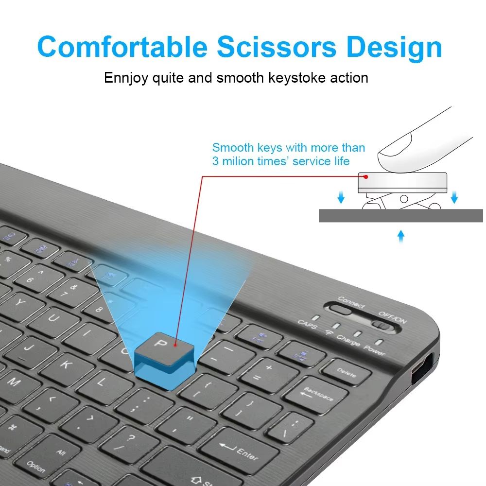 Wireless Bluetooth-compatible Keyboard For Android iOS Tablet Ultra-Thin 78 Keys Rechargeable Portable Compact Design for iPad