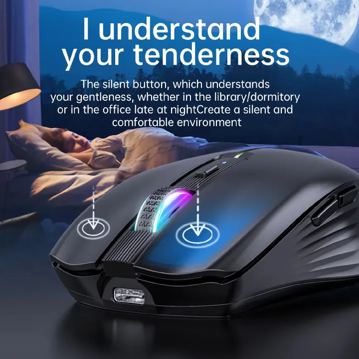 Type-c Rechargeable Wireless mouse Bluetooth Mouse RGB USB Ergonomic Gaming Mouse Silent Mouse for Computer Laptop Macbook