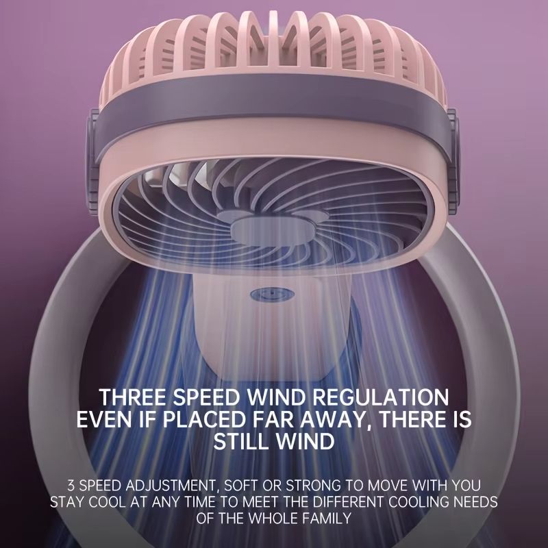 Handheld Outdoor Fans 5 Leaves 3 Speed Built in Rechargeable Battery Foldable Portable Net Fans Lightweight Handy Mini Cute Fan