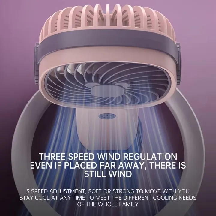 Handheld Outdoor Fans 5 Leaves 3 Speed Built in Rechargeable Battery Foldable Portable Net Fans Lightweight Handy Mini Cute Fan