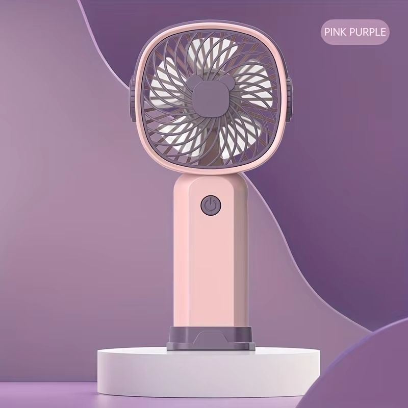 Handheld Outdoor Fans 5 Leaves 3 Speed Built in Rechargeable Battery Foldable Portable Net Fans Lightweight Handy Mini Cute Fan