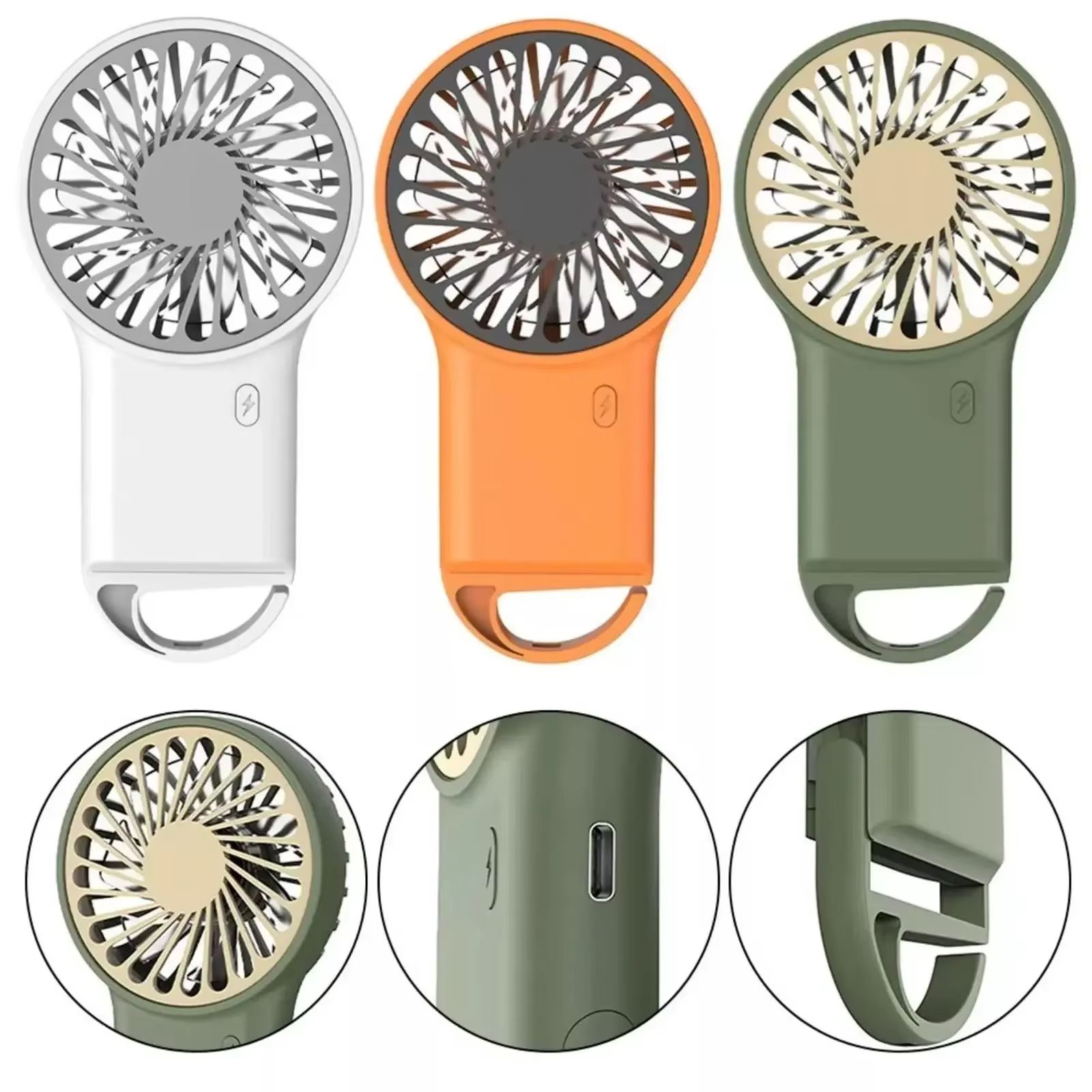 Handheld Small Fan Mini Portable Hook USB Charging Desktop Office Student Summer Heat Relief Silent Handheld Fan