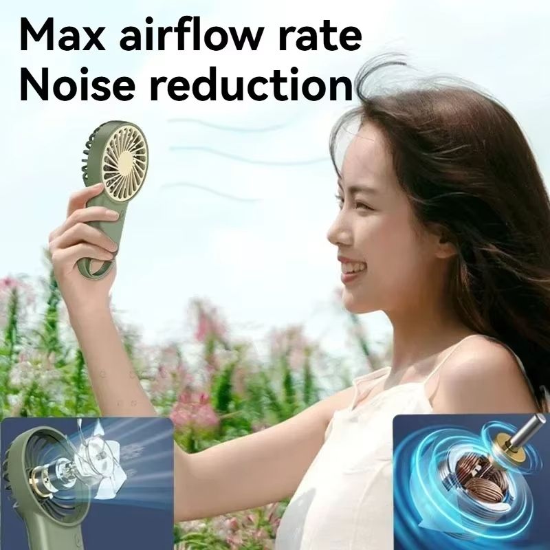 Handheld Small Fan Mini Portable Hook USB Charging Desktop Office Student Summer Heat Relief Silent Handheld Fan