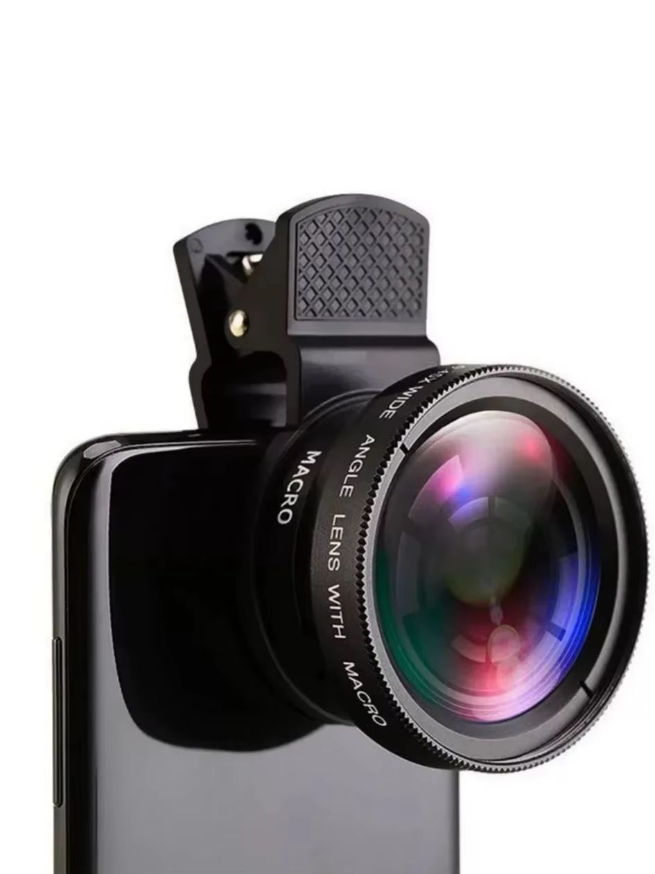 2 In 1 Clip On Phone Lens Kit 37mm 0 45X Super Wide Angle Macro HD Camera Lens for Mobile Phones