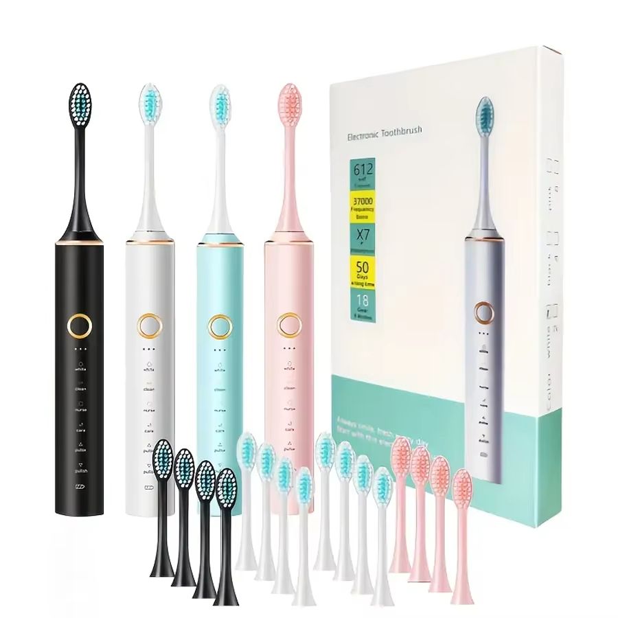 Portable 360 Degree Rotating Sonic Toothbrush with USB Rechargeable Rotary Electric Feature Soft Bristles Waterproof