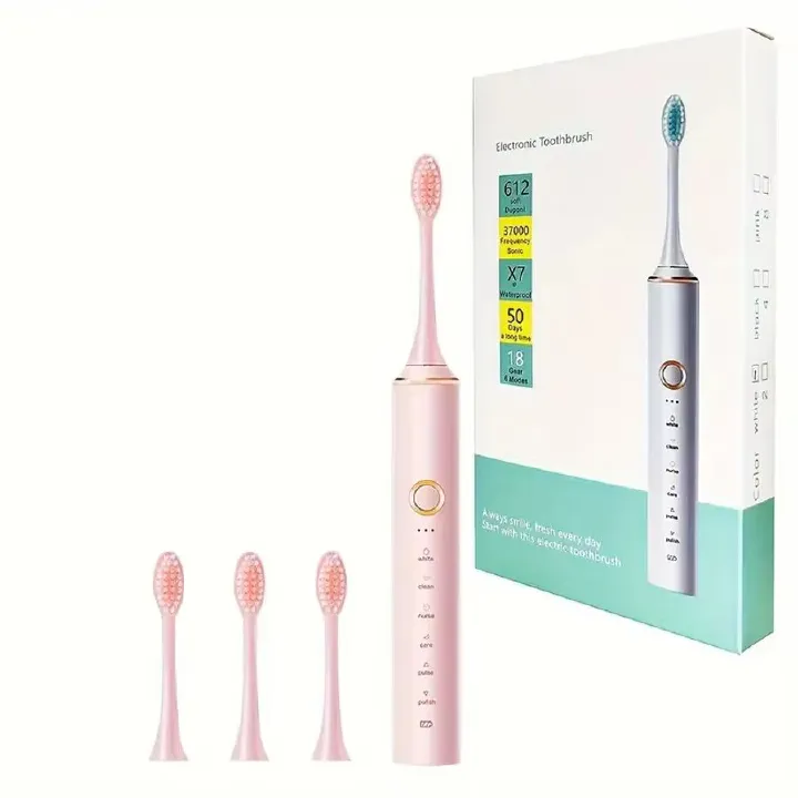 Portable 360 Degree Rotating Sonic Toothbrush with USB Rechargeable Rotary Electric Feature Soft Bristles Waterproof