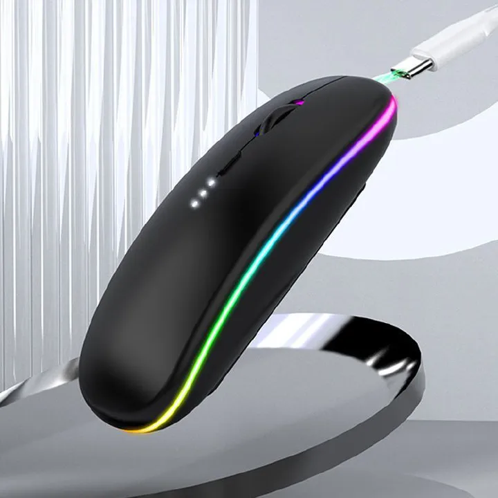 Wireless RGB Mouse 2.4G Ergonomic Optical Mouse, Computer Mouse for Laptop, PC, Computer, Chromebook, Notebook, 6 Buttons, 24 Months Battery Life,Rechargeable,1600DPI,Gaming Mouse