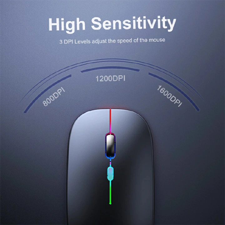 Wireless RGB Mouse 2.4G Ergonomic Optical Mouse, Computer Mouse for Laptop, PC, Computer, Chromebook, Notebook, 6 Buttons, 24 Months Battery Life,Rechargeable,1600DPI,Gaming Mouse