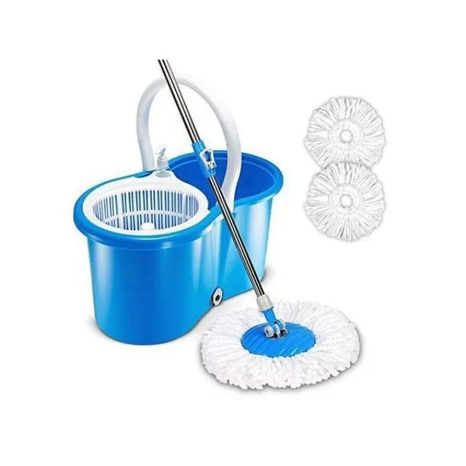 Rotating 360 Spin Mopper And Bucket Set - 360 rotating washable mop, No spills, no shock and no damage to floors, Microfiber mop head works great wet or dry.
