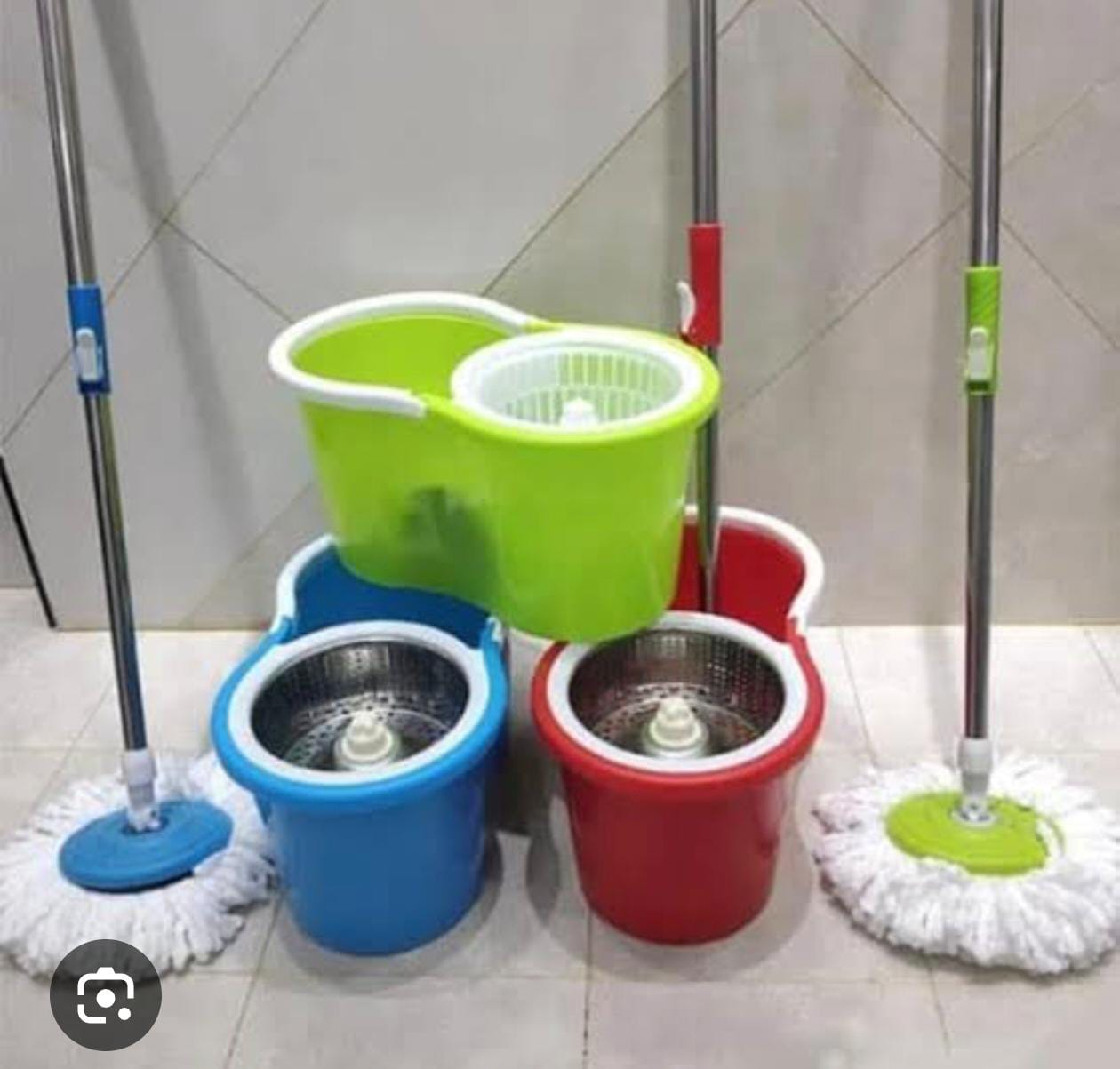 Rotating 360 Spin Mopper And Bucket Set - 360 rotating washable mop, No spills, no shock and no damage to floors, Microfiber mop head works great wet or dry.