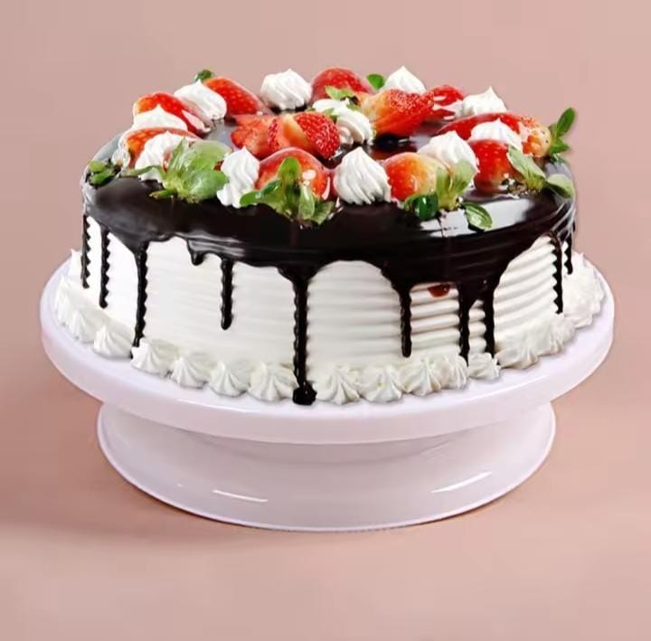 Rotating Cake Turntable Stand with Non-Slip Base-28 cm PLASTIC ROTATING CAKE DECORATING REVOLVING TURNTABLE BAKING STAND 360 DEGREE ROTATOR - WHITE