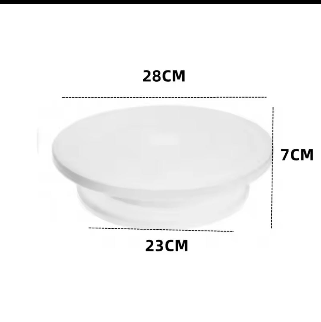 Rotating Cake Turntable Stand with Non-Slip Base-28 cm PLASTIC ROTATING CAKE DECORATING REVOLVING TURNTABLE BAKING STAND 360 DEGREE ROTATOR - WHITE