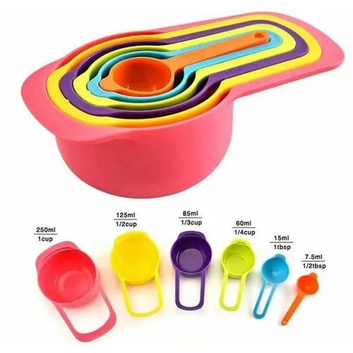 6-in-1 Measuring Cups Set – Stackable Kitchen Measuring Tools for Dry & Liquid Ingredients | Space-Saving, Easy to Use, Color-Coded Measurement Cups