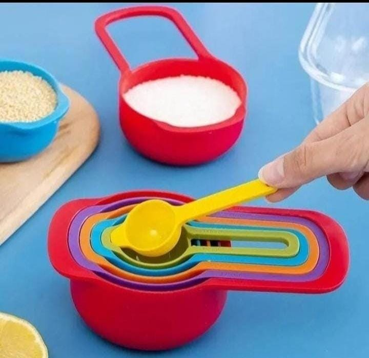 6-in-1 Measuring Cups Set – Stackable Kitchen Measuring Tools for Dry & Liquid Ingredients | Space-Saving, Easy to Use, Color-Coded Measurement Cups