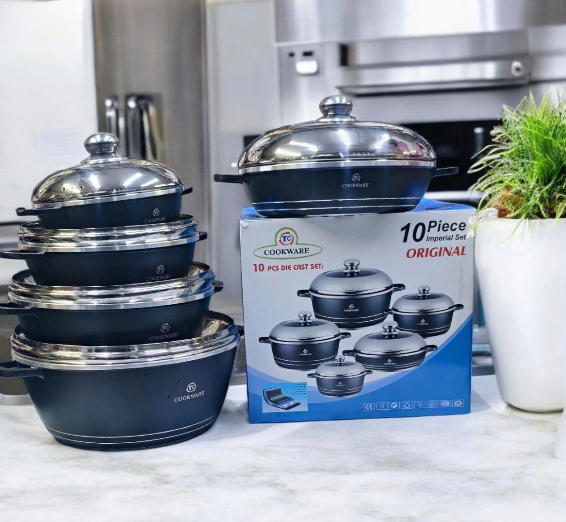 10 pieces Tc Nonstick Cookware set. Heavy Non-Stick Granite Cooking Pot/Sufuria With Pan Cookware set TC