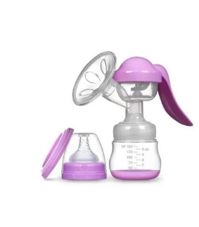 Healthy Manual Breast Pump with Free Baby Bottle Cap – Portable Handheld Breastfeeding Pump, BPA-Free, Silent Milk Expression, Easy to Clean, Comfortable Suction for Nursing Mothers
