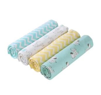 4pcs Cotton Baby Shawl Receiving Set – Soft Flannel Multicolour Blankets for Newborns, Breathable, Lightweight & Gentle Baby Wraps for Swaddling, Nursing & Everyday Comfort