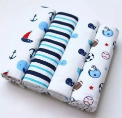 4pcs Cotton Baby Shawl Receiving Set – Soft Flannel Multicolour Blankets for Newborns, Breathable, Lightweight & Gentle Baby Wraps for Swaddling, Nursing & Everyday Comfort