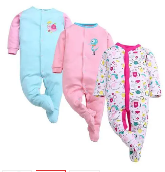 Fashion 3 Pcs Set Baby Rompers – High Quality Cotton Newborn Bodysuits, Assorted Colors for Boys & Girls, Comfortable Soft Jumpsuit Outfit for Infants 0–12 Months, Durable & Stylish.