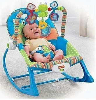 Infant to Toddler Baby Rocker with Musical Toy Bar & Soothing Vibrations – Adjustable Recline, Detachable Toys, Sturdy Frame, Comfort Seat for Boys & Girls (Blue/Pink)