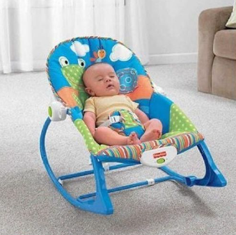 Infant to Toddler Baby Rocker with Musical Toy Bar & Soothing Vibrations – Adjustable Recline, Detachable Toys, Sturdy Frame, Comfort Seat for Boys & Girls (Blue/Pink)
