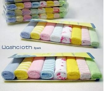 8Pcs Assorted Colors Infant Newborn Bath Towels & Wash Cloths – Ultra-Soft, Absorbent Cotton Baby Face Towels, Gentle on Sensitive Skin, Reusable & Durable Baby Essentials for Daily Use