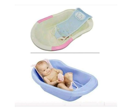 Newborn Baby Bath Seat Support / Shower Mesh Bathing Cradle – Adjustable, Non-Slip, Comfortable Infant Bath Net for Tub, Safe Baby Shower Bed with Head & Back Suppo