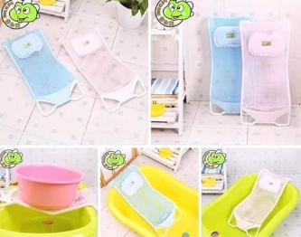 Newborn Baby Bath Seat Support / Shower Mesh Bathing Cradle – Adjustable, Non-Slip, Comfortable Infant Bath Net for Tub, Safe Baby Shower Bed with Head & Back Suppo